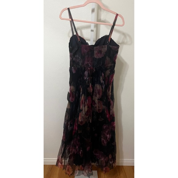 NWT Lulus Alluring Invite Midnight Blue Floral Pleated Bustier Midi Dress Medium - Picture 6 of 8